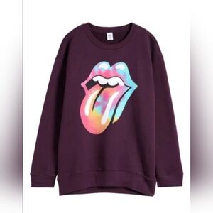 Treasure & Bond Kid's Oversize Sweatshirt In Purple Plum Rolling Stones Large